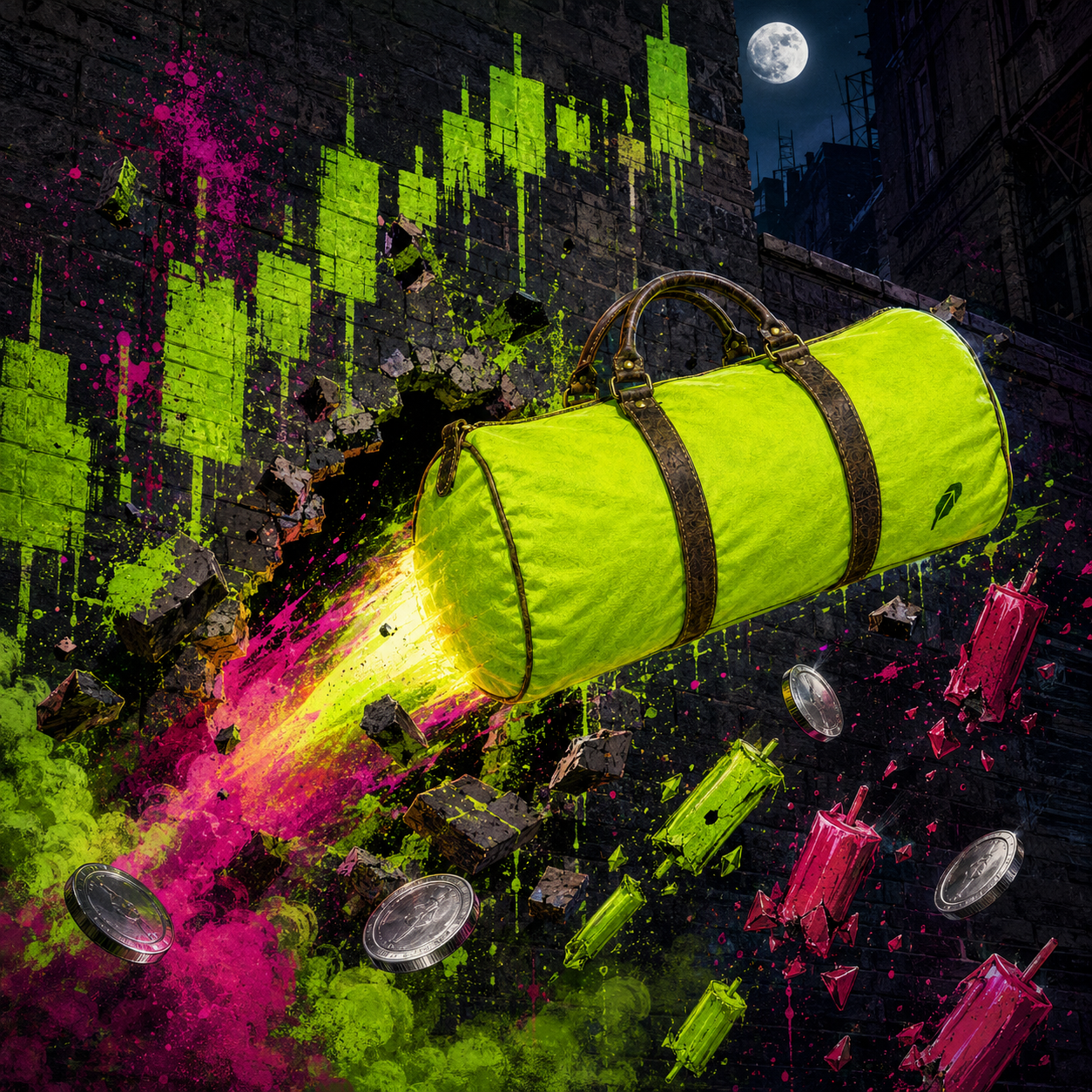 The lime-green $PACKED duffle bag in the Chatgpt Image Jul 22, 2026, 12 38 25 AM (2) meme.
