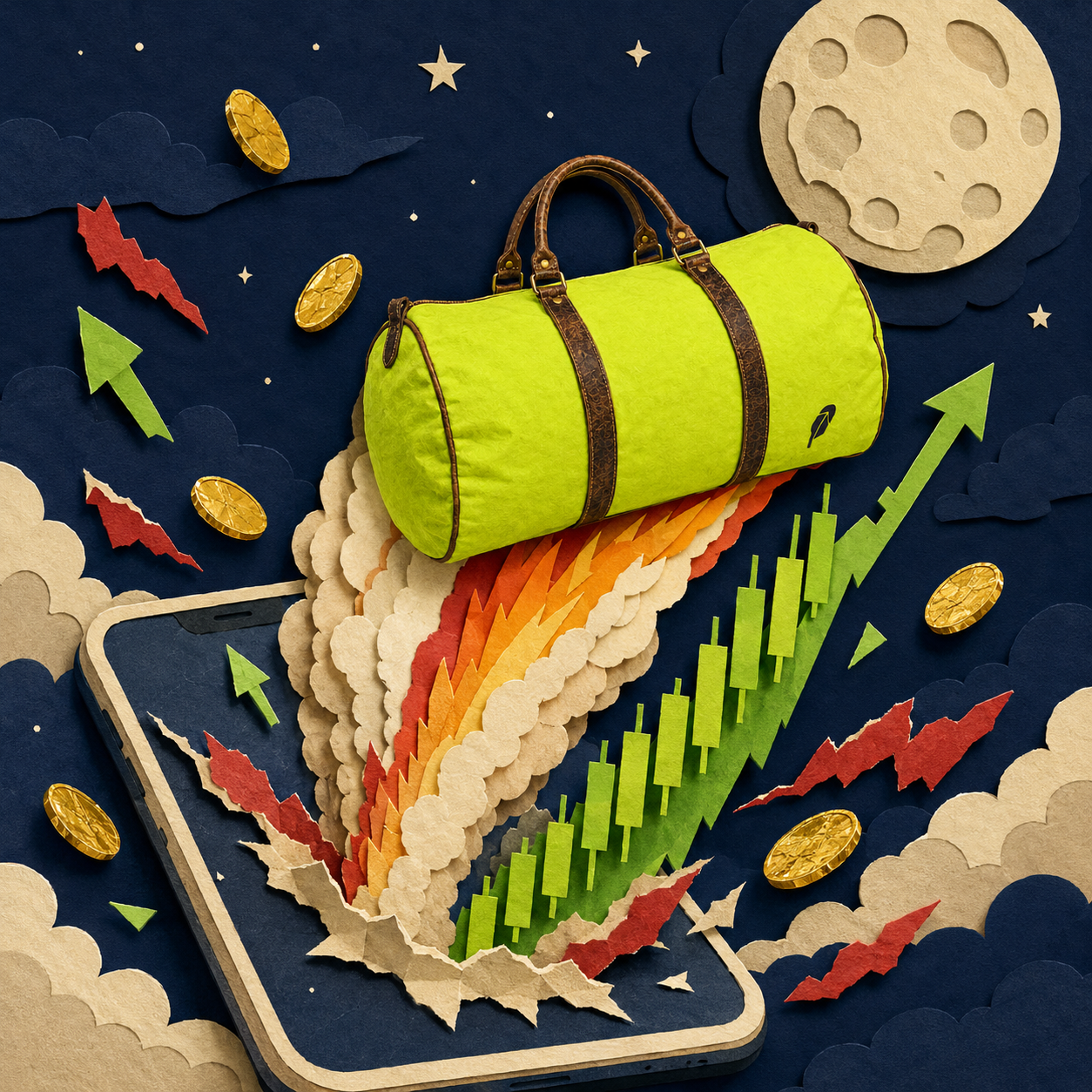 The lime-green $PACKED duffle bag in the Chatgpt Image Jul 22, 2026, 12 38 25 AM (6) meme.
