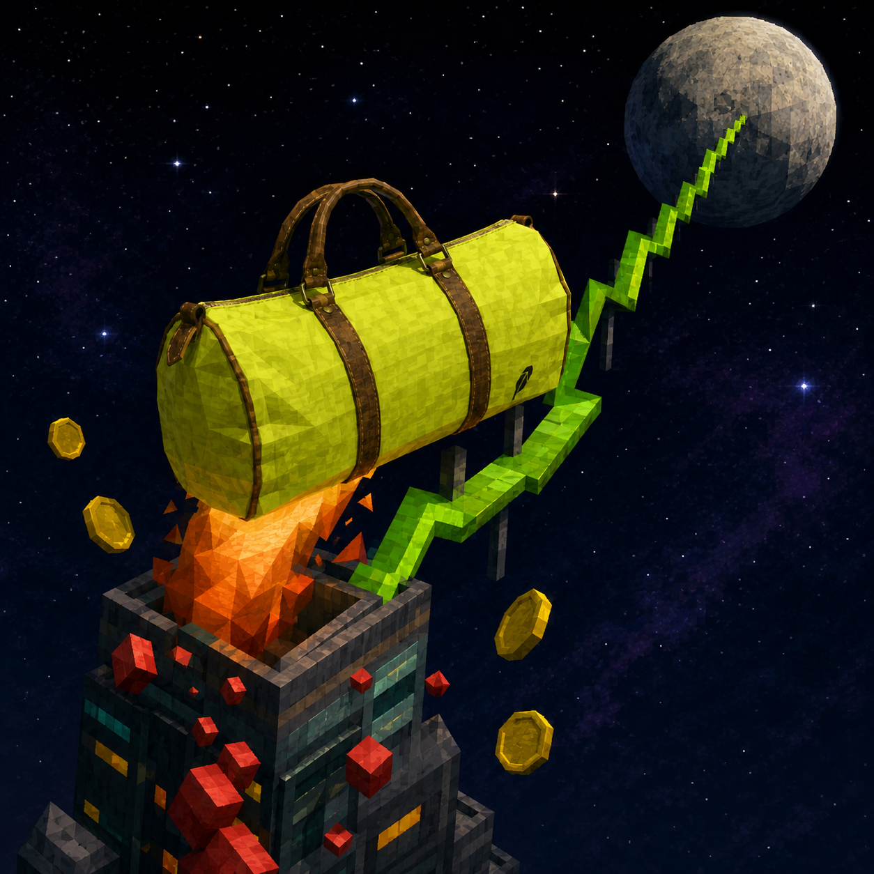 The lime-green $PACKED duffle bag in the Chatgpt Image Jul 22, 2026, 12 38 25 AM (3) meme.
