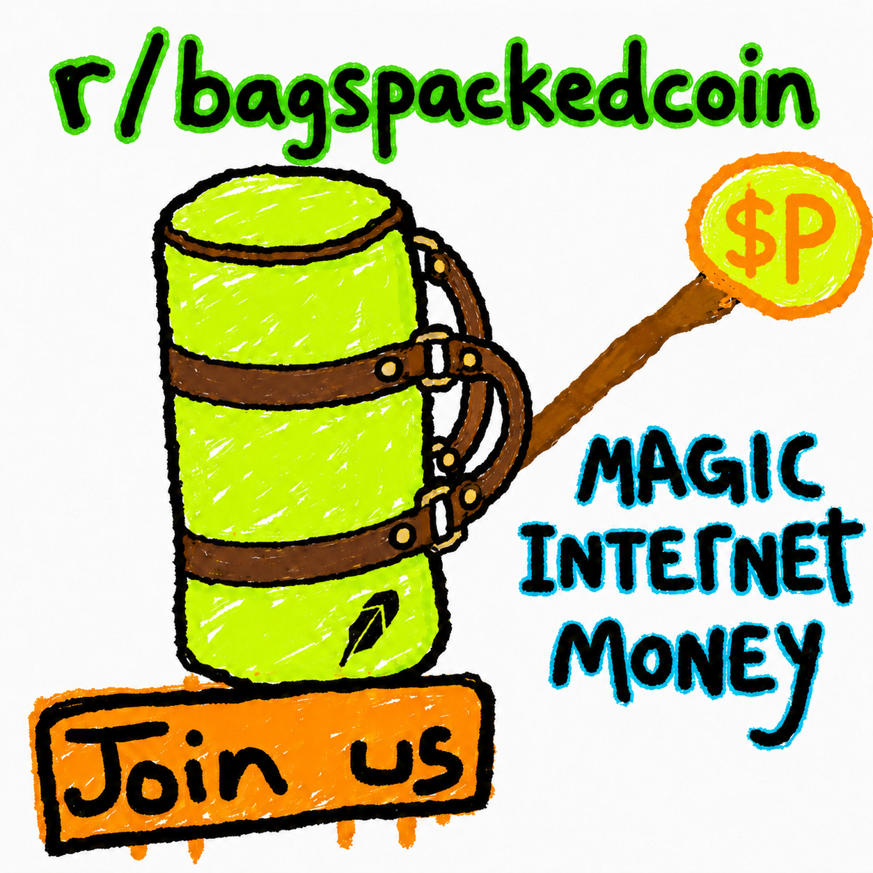 The $PACKED duffle bag in the New Magic Internet Money meme.